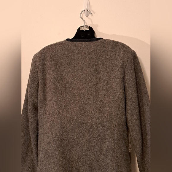 Vintage Meico Landhaus Grey Wool Embriodered Applique Jacket Misses Size 10 - Picture 9 of 10